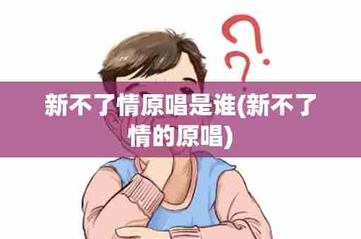 新不了情原唱是谁(新不了情的原唱)