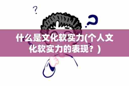 什么是文化软实力(个人文化软实力的表现？)