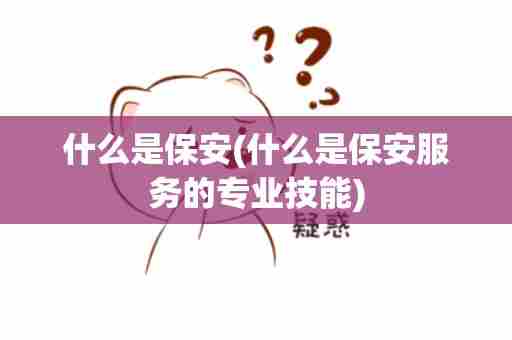 什么是保安(什么是保安服务的专业技能)