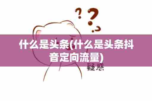 什么是头条(什么是头条抖音定向流量)