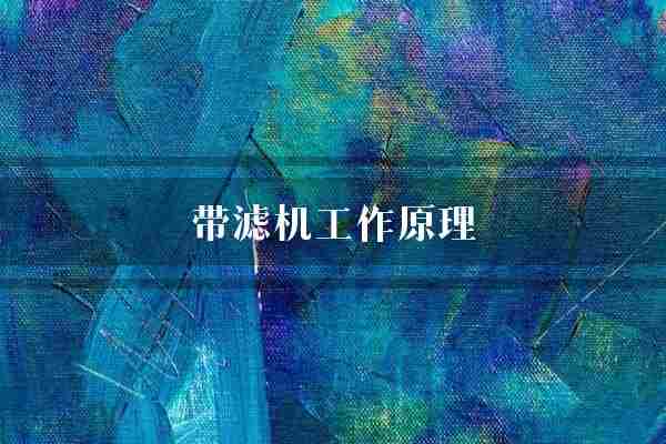 带滤机工作原理(物料进料系统)