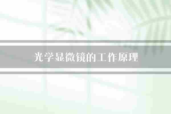 光学显微镜的工作原理(显微镜物镜目镜)