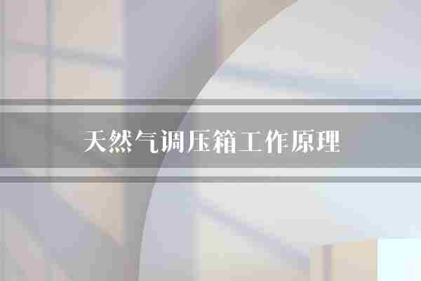 天然气调压箱工作原理(天然气安全阀压力)