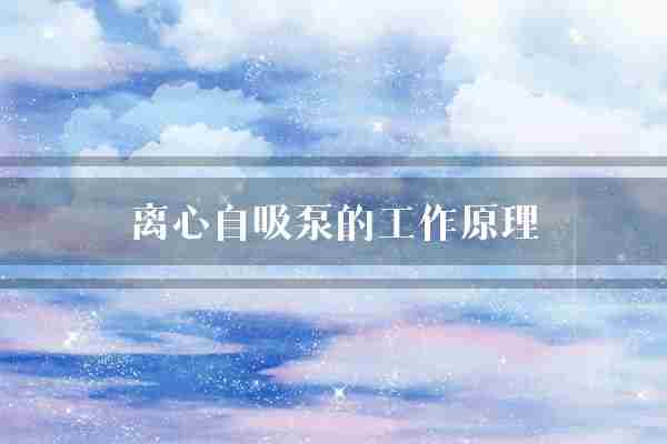 离心自吸泵的工作原理(液体离心力转子)